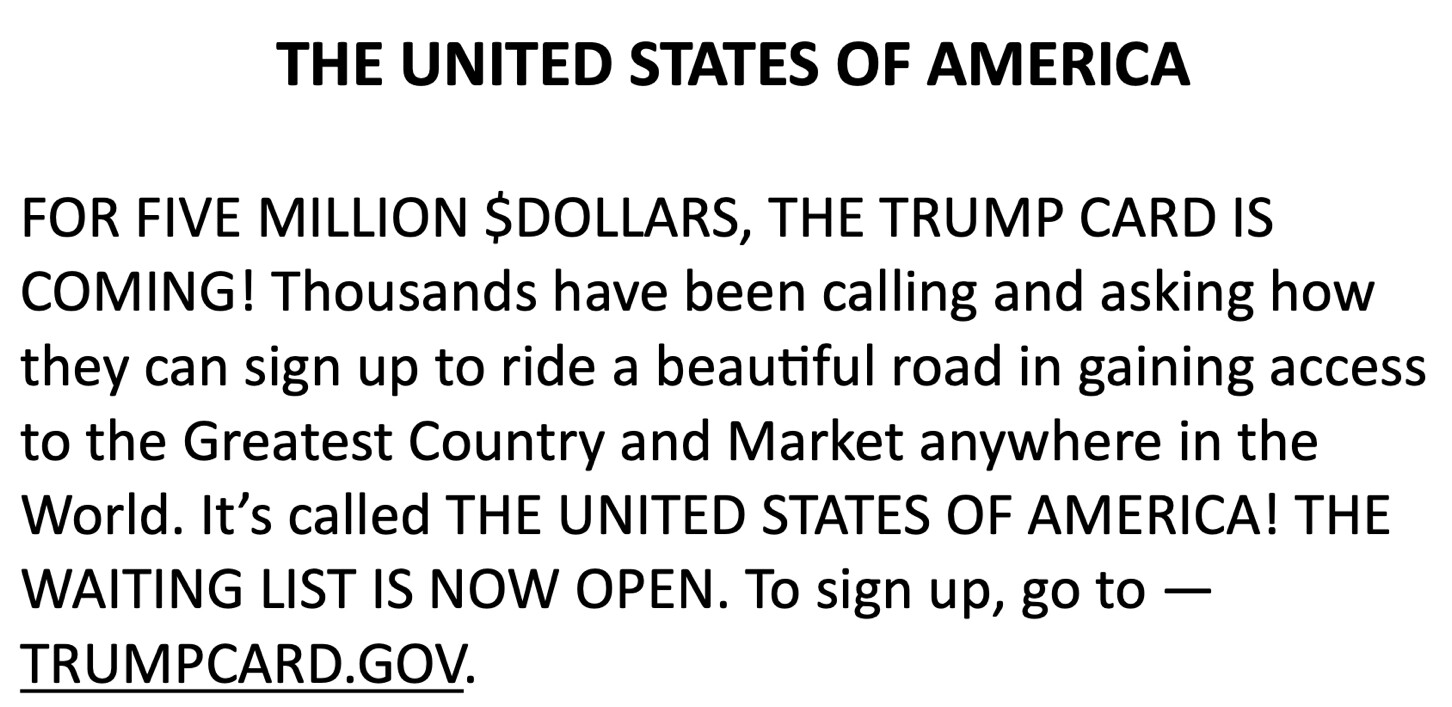 image of text describing the "Trump Card"