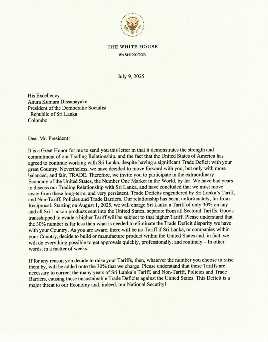 image of a letter signed by Trump