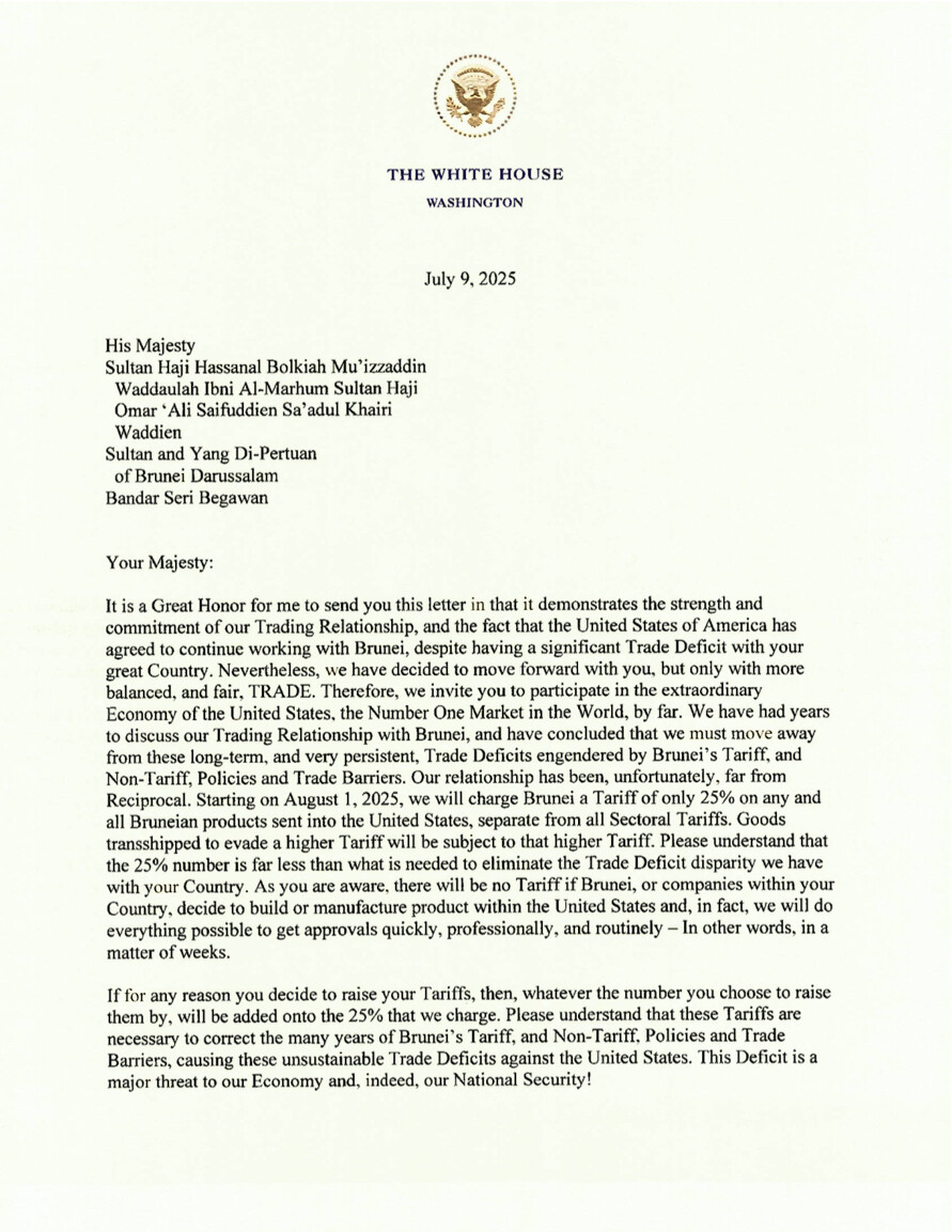 image of a letter signed by Trump