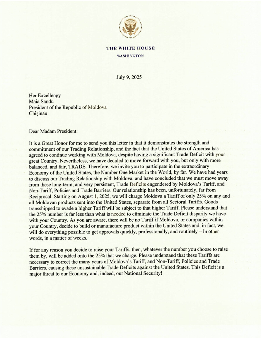 image of a letter signed by Trump