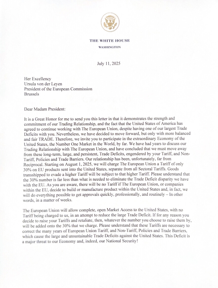 image of a letter signed by Trump