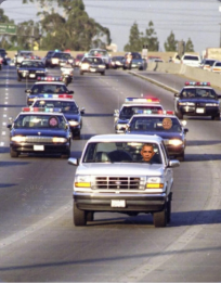picture of O.J. Simpson's Ford Bronco being chased by police