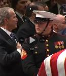 GWBush salutes casket of GHW Bush, National Cathedral